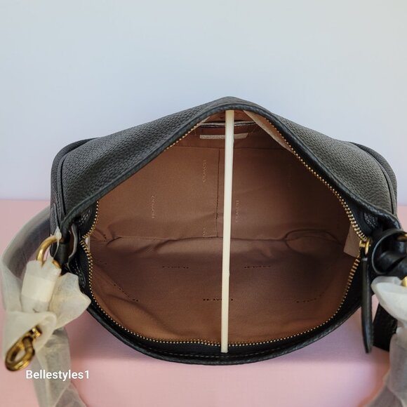 COACH Cary Soft Pebbled Leather with Convertible Straps Crossbody- Black color - Picture 14 of 16